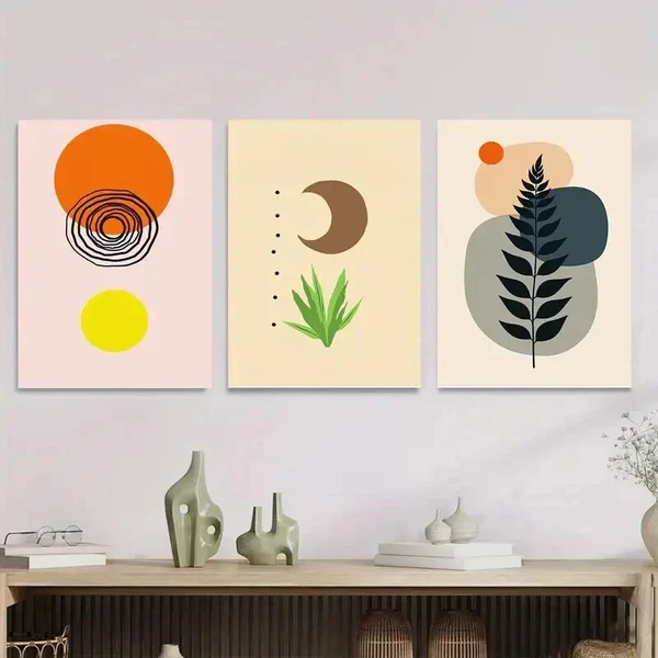3pcs Boho Style Modern Abstract Yellow Wall Art Set Canvas Framed 40x60cm – High Quality Print 100% Australian Made Wall Canvas Ready to Hang