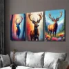 3pcs Colorful Deer Forest Wildlife & Floral Wall Art Set Canvas Framed 50x70cm - High Quality Print 100% Australian Made Wall Canvas Ready to Hang - Image 3