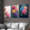 3pcs Colorful Rose and Daisy Beautiful Floral Wall Art Set Canvas Framed 40x60cm - High Quality Print 100% Australian Made Wall Canvas Ready to Hang - Image 3