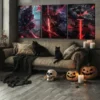 3pcs Anime Comic Vivid Color Samurai Thunder Red Wall Art Set Canvas Framed 50x70cm - High Quality Print 100% Australian Made Wall Canvas Ready to Hang - Image 2