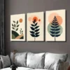 3pcs Modern Abstract Botanical 3 Minimalist Leaf Wall Art Set Canvas Framed 50x70cm - High Quality Print 100% Australian Made Wall Canvas Ready to Hang - Image 3
