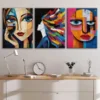 3pcs Abstract Figures Paint Ladies Blue & Green Wall Art Set Canvas Framed 50x70cm - High Quality Print 100% Australian Made Wall Canvas Ready to Hang - Image 2