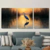 3pcs Blue Heron Sunset Paintings Wall Art Set Canvas Framed 40x60cm - High Quality Print 100% Australian Made Wall Canvas Ready to Hang - Image 2