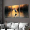 3pcs Blue Heron Sunset Paintings Wall Art Set Canvas Framed 40x60cm - High Quality Print 100% Australian Made Wall Canvas Ready to Hang - Image 3