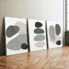 3pcs Abstract Shapes Neutral Beige Earth Tone Wall Art Set Canvas Framed 40x60cm - High Quality Print 100% Australian Made Wall Canvas Ready to Hang - Image 2
