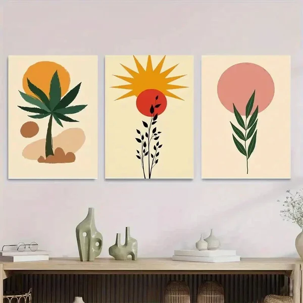 3pcs Boho Style Modern Abstract Tree Wall Art Set Canvas Framed 40x60cm – High Quality Print 100% Australian Made Wall Canvas Ready to Hang