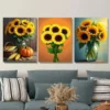 3pcs Sunflower Pumpkins, Modern & Classic Wall Art Set Canvas Framed 40x60cm - High Quality Print 100% Australian Made Wall Canvas Ready to Hang - Image 3
