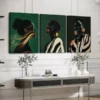 3pcs Black Women's Black & White Golden Fashion Wall Art Set Canvas Framed 50x70cm - High Quality Print 100% Australian Made Wall Canvas Ready to Hang - Image 3