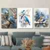 3pcs Blue Birds On Cherry Blossom Modern Classic Wall Art Set Canvas Framed 50x70cm - High Quality Print 100% Australian Made Wall Canvas Ready to Hang - Image 2