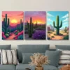 3pcs Vibrant Desert Sunset Landscape Colorful Wall Art Set Canvas Framed 40x60cm - High Quality Print 100% Australian Made Wall Canvas Ready to Hang - Image 3