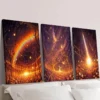 3pcs Fantasy Golden Rainbow Golden Fairy Wall Art Set Canvas Framed 40x60cm - High Quality Print 100% Australian Made Wall Canvas Ready to Hang - Image 2