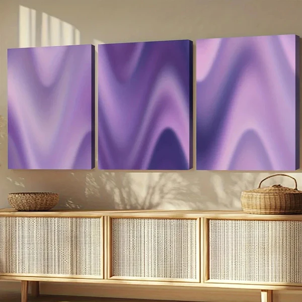 3pcs Purple Gradient Spiritual Colourful White Wall Art Set Canvas Framed 50x70cm – High Quality Print 100% Australian Made Wall Canvas Ready to Hang