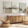 3pcs Abstract Modern Gray Beige Light Green Wall Art Set Canvas Framed 50x70cm - High Quality Print 100% Australian Made Wall Canvas Ready to Hang - Image 2
