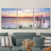 3pcs Beautiful Sunset Lake Serene Water & Ducks Wall Art Set Canvas Framed 40x60cm - High Quality Print 100% Australian Made Wall Canvas Ready to Hang - Image 2