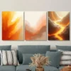 3pcs Modern Abstract Vibrant Orange Triptych Wall Art Set Canvas Framed 50x70cm - High Quality Print 100% Australian Made Wall Canvas Ready to Hang - Image 2