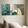 3pcs Modern Nordic Style Abstract Geometry Gold Wall Art Set Canvas Framed 50x70cm - High Quality Print 100% Australian Made Wall Canvas Ready to Hang - Image 3