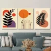 3pcs Modern Abstract Boho Style Botanical Wall Art Set Canvas Framed 50x70cm - High Quality Print 100% Australian Made Wall Canvas Ready to Hang - Image 2