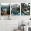 3pcs Nature Landscape Scandinavian Scenery Wall Art Set Canvas Framed 40x60cm - High Quality Print 100% Australian Made Wall Canvas Ready to Hang - Image 2