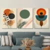 3pcs Geometric Shapes and Botanical Elements Wall Art Set Canvas Framed 50x70cm - High Quality Print 100% Australian Made Wall Canvas Ready to Hang - Image 2