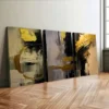 3pcs Golden and Black Abstract Oil Painting Wall Art Set Canvas Framed 40x60cm - High Quality Print 100% Australian Made Wall Canvas Ready to Hang - Image 3