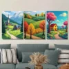 3pcs Village & Mountain Landscape Vibrant Autumn Wall Art Set Canvas Framed 40x60cm - High Quality Print 100% Australian Made Wall Canvas Ready to Hang - Image 3