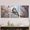 3pcs Charming Bird paintings Blossom Wall Art Set Canvas Framed 40x60cm - High Quality Print 100% Australian Made Wall Canvas Ready to Hang