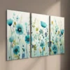 3pcs Beautiful Light Blue Wildflower Field Wall Art Set Canvas Framed 40x60cm - High Quality Print 100% Australian Made Wall Canvas Ready to Hang - Image 2