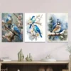 3pcs Blue Birds On Cherry Blossom Modern Classic Wall Art Set Canvas Framed 50x70cm - High Quality Print 100% Australian Made Wall Canvas Ready to Hang - Image 3