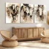 3pcs Horse Pair Abstract Elegant Charcoal Wall Art Set Canvas Framed 40x60cm - High Quality Print 100% Australian Made Wall Canvas Ready to Hang - Image 3