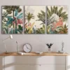 3pcs Beautiful Forest Flowers And Birds Blue Red Wall Art Set Canvas Framed 50x70cm - High Quality Print 100% Australian Made Wall Canvas Ready to Hang - Image 2