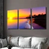 3pcs Beautiful Sunset Beach Ocean & Palm Tree Wall Art Set Canvas Framed 40x60cm - High Quality Print 100% Australian Made Wall Canvas Ready to Hang - Image 2