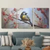 3pcs Charming Bird paintings Blossom Wall Art Set Canvas Framed 40x60cm - High Quality Print 100% Australian Made Wall Canvas Ready to Hang - Image 2