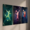 3pcs Soccer Tennis And Basketball Drawing Wall Art Set Canvas Framed 40x60cm - High Quality Print 100% Australian Made Wall Canvas Ready to Hang - Image 2