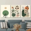 3pcs Modern Abstract Botanical Green Leaf Wall Art Set Canvas Framed 40x60cm - High Quality Print 100% Australian Made Wall Canvas Ready to Hang - Image 2