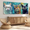 3pcs Cat Swimming White Orange & Black Cats Wall Art Set Canvas Framed 50x70cm - High Quality Print 100% Australian Made Wall Canvas Ready to Hang