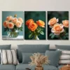 3pcs Beautiful Rose Bouquet Orange Wall Art Set Canvas Framed 40x60cm - High Quality Print 100% Australian Made Wall Canvas Ready to Hang - Image 2