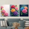3pcs Colorful Rose and Daisy Beautiful Floral Wall Art Set Canvas Framed 40x60cm - High Quality Print 100% Australian Made Wall Canvas Ready to Hang - Image 2