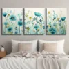 3pcs Beautiful Light Blue Wildflower Field Wall Art Set Canvas Framed 40x60cm - High Quality Print 100% Australian Made Wall Canvas Ready to Hang - Image 3
