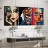 3pcs Abstract Figures Paint Ladies Blue & Green Wall Art Set Canvas Framed 50x70cm - High Quality Print 100% Australian Made Wall Canvas Ready to Hang - Image 3