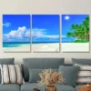 3pcs Palm Trees & Sandy Shoreline Beach Paradise Wall Art Set Canvas Framed 50x70cm - High Quality Print 100% Australian Made Wall Canvas Ready to Hang - Image 2