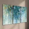 3pcs Abstract Geometric Golden and Cyan Texture Wall Art Set Canvas Framed 40x60cm - High Quality Print 100% Australian Made Wall Canvas Ready to Hang - Image 2
