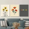 3pcs Vibrant Floral & Dandelion Beige, Red Wall Art Set Canvas Framed 50x70cm - High Quality Print 100% Australian Made Wall Canvas Ready to Hang - Image 3