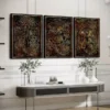 3pcs Vintage European Retro Twelve Zodiac Signs Wall Art Set Canvas Framed 50x70cm - High Quality Print 100% Australian Made Wall Canvas Ready to Hang - Image 2