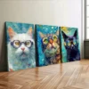 3pcs Cat Swimming White Orange & Black Cats Wall Art Set Canvas Framed 50x70cm - High Quality Print 100% Australian Made Wall Canvas Ready to Hang - Image 3