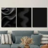 3pcs Modern Black Abstract paintings Wall Art Set Canvas Framed 50x70cm - High Quality Print 100% Australian Made Wall Canvas Ready to Hang - Image 2