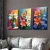 3pcs Vibrant Lily Flower Triptych Modern Classic Wall Art Set Canvas Framed 50x70cm - High Quality Print 100% Australian Made Wall Canvas Ready to Hang - Image 2