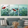 3pcs Beautiful Red Poppy and Blue Flower Wall Art Set Canvas Framed 40x60cm - High Quality Print 100% Australian Made Wall Canvas Ready to Hang - Image 2