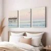 3pcs California Ocean Blush Pink Coastal Beach Wall Art Set Canvas Framed 50x70cm - High Quality Print 100% Australian Made Wall Canvas Ready to Hang - Image 3