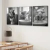 3pcs Highland Cows Bath Yaks, Gray White Buffalo Wall Art Set Canvas Framed 50x70cm - High Quality Print 100% Australian Made Wall Canvas Ready to Hang - Image 3