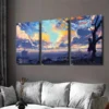 3pcs Beautiful Sunset Seascape Blue Sky & Ocean Wall Art Set Canvas Framed 50x70cm - High Quality Print 100% Australian Made Wall Canvas Ready to Hang - Image 3